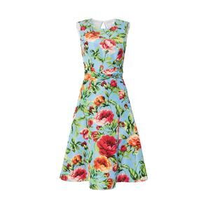 CAROLINA HERRERA Lake Blue Floral Sleeveless Crewneck Twist Dress US8